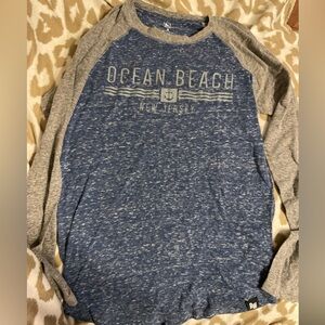 Ragwear USA blue and Gray Ocean Beach NJ Long Sleeve Shirt Women small